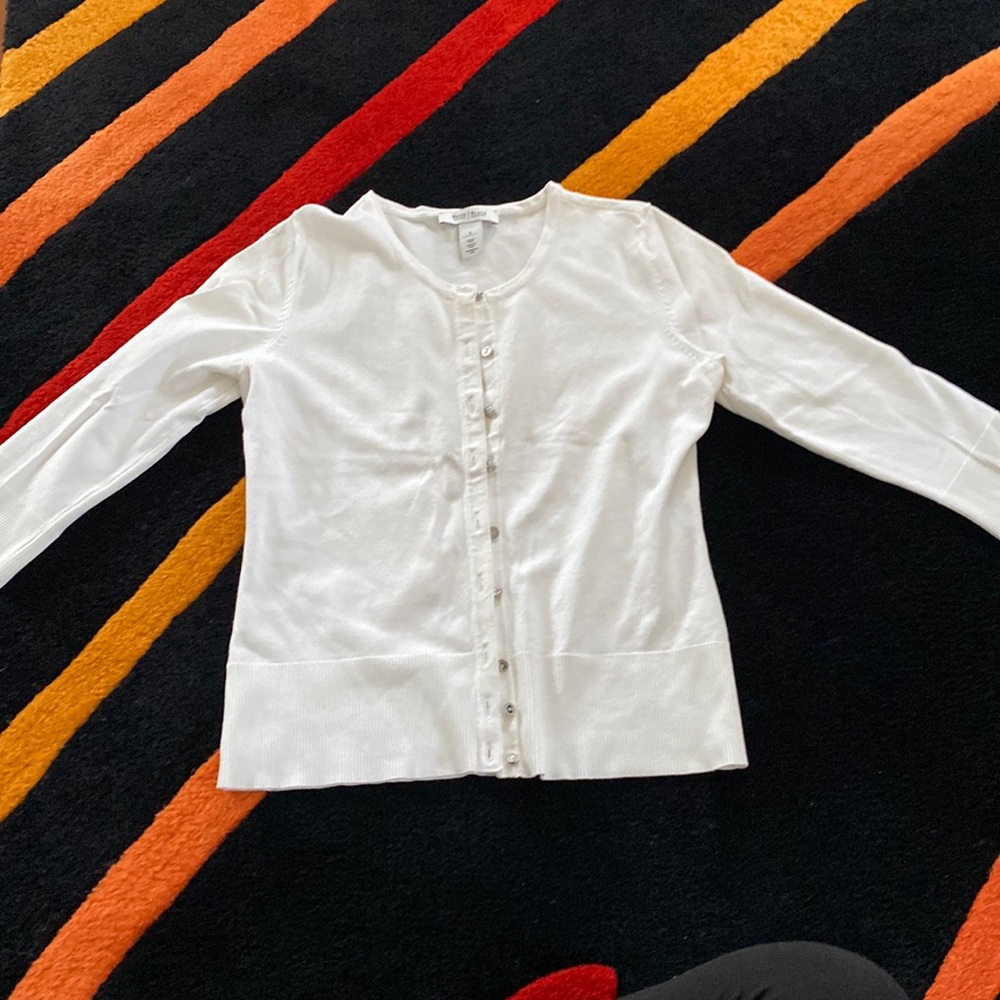 3/4 sleeve white cardigan